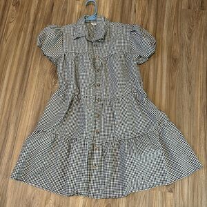 White and black checkered dress